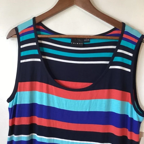Tribal Multi-Color Striped Maxi Dress Size XL - Picture 4 of 7